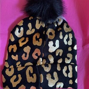 Justice Black and Gold Leopard Print Kids Hat